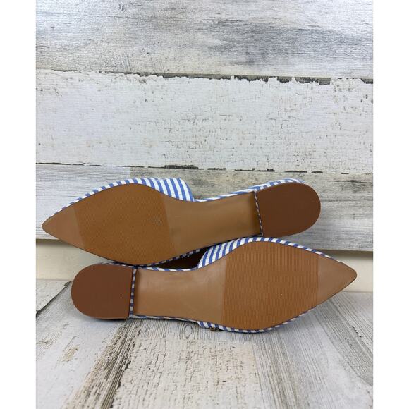 Crown & Ivy Women’s 8.5 Blue White Stripe Textile Slip On Loafer Mule Flats NEW - Picture 5 of 9